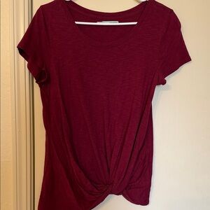Maurices burgundy short Sleeve Knot Top
